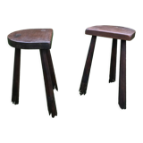 Pair of wooden cottage stools