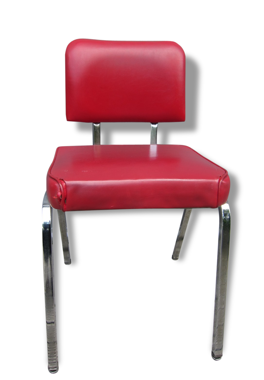 Chair vintage red leatherette chrome feet