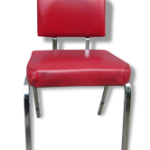 Chaise vintage skaï rouge pieds chromés