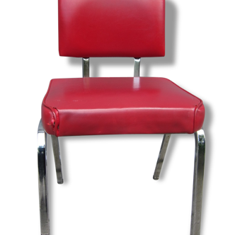 Chair vintage red leatherette chrome feet