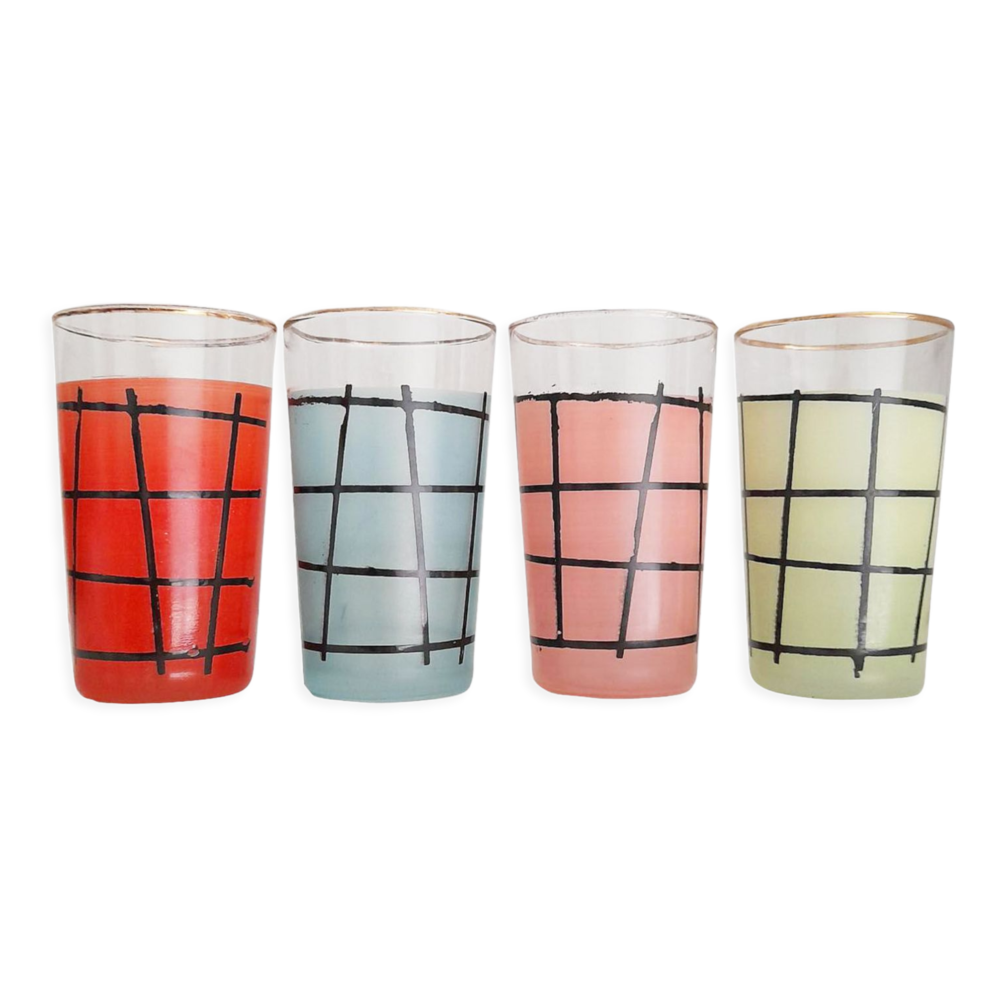 Lot de 4 verres de limonade années 50