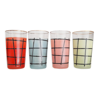Set of 4 glasses of lemonade 50s