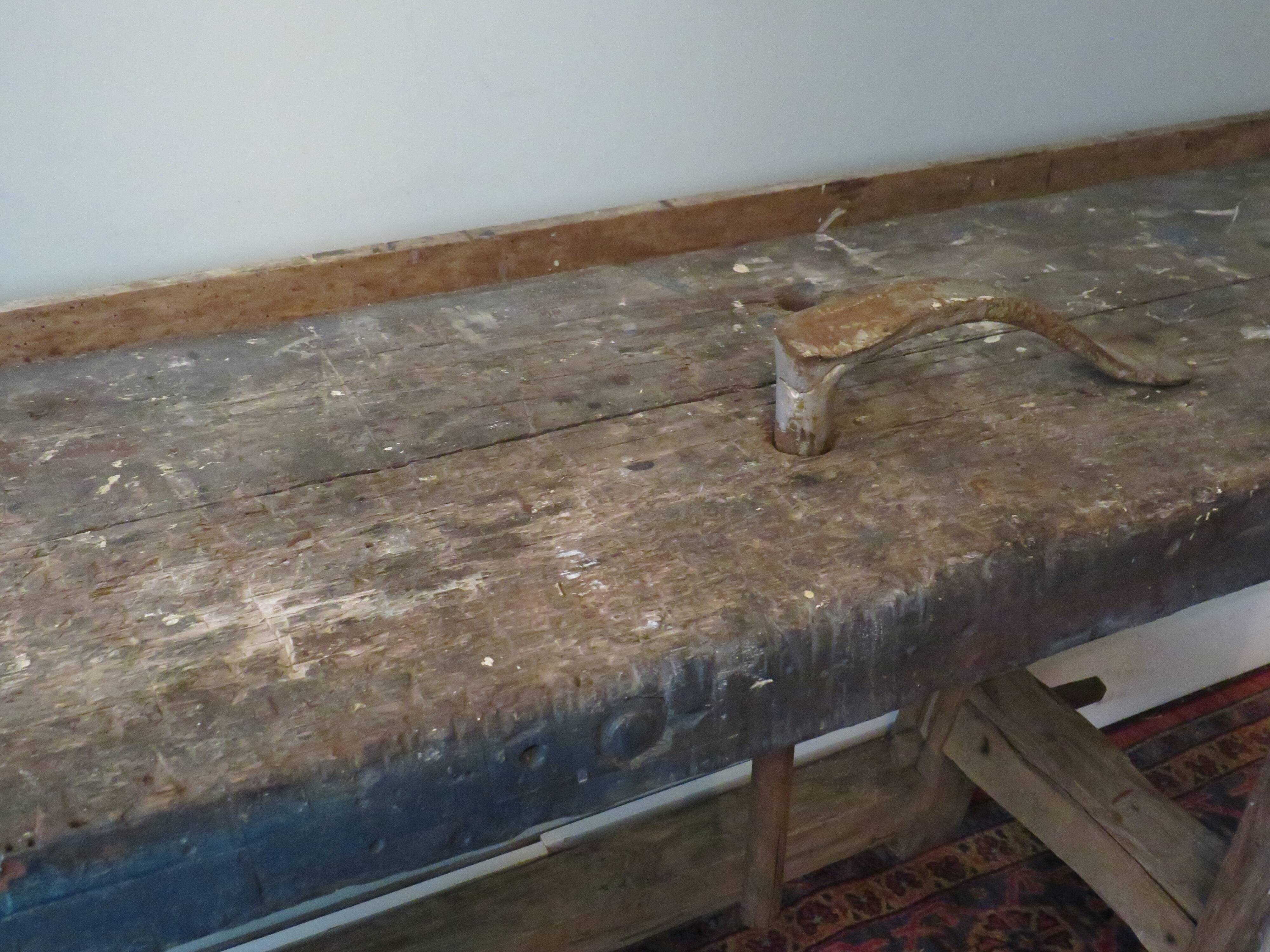 Workbench in solid oak, mid-20th century