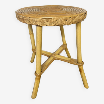 Small vintage rattan side table