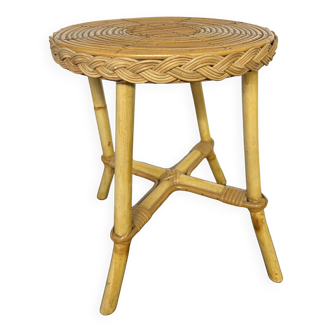 Small vintage rattan side table