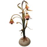 Lampe de table vintage à motif floral italien de la fin du XXe siècle - Art nouveau