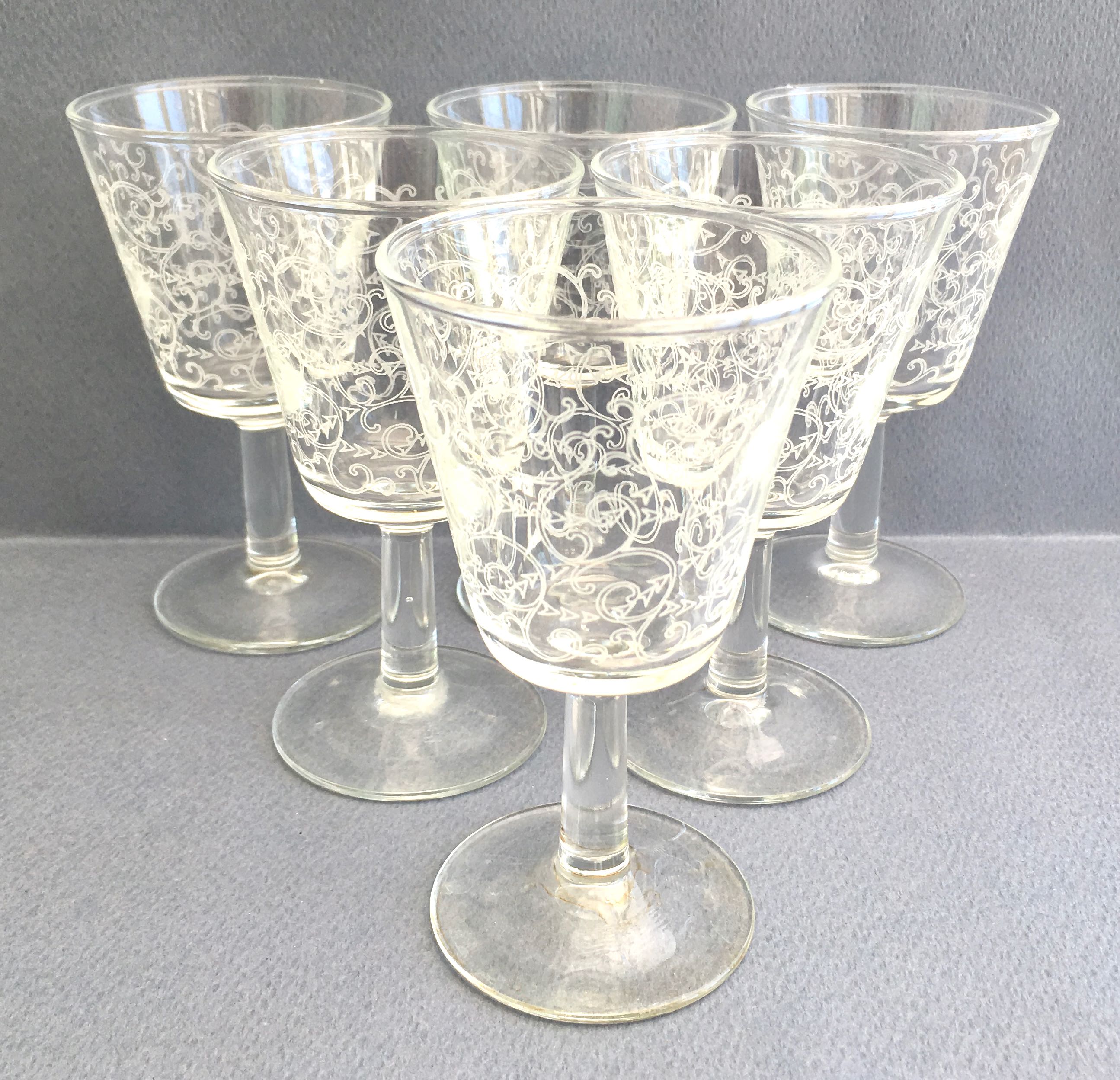 Set de 6 verres à porto ciselés