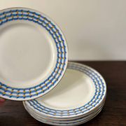 ensemble de 5 assiettes géométriques porcelaine de limoges