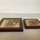 Pair of mini oil painting frames on isorel flowers by Magda Verschaeve