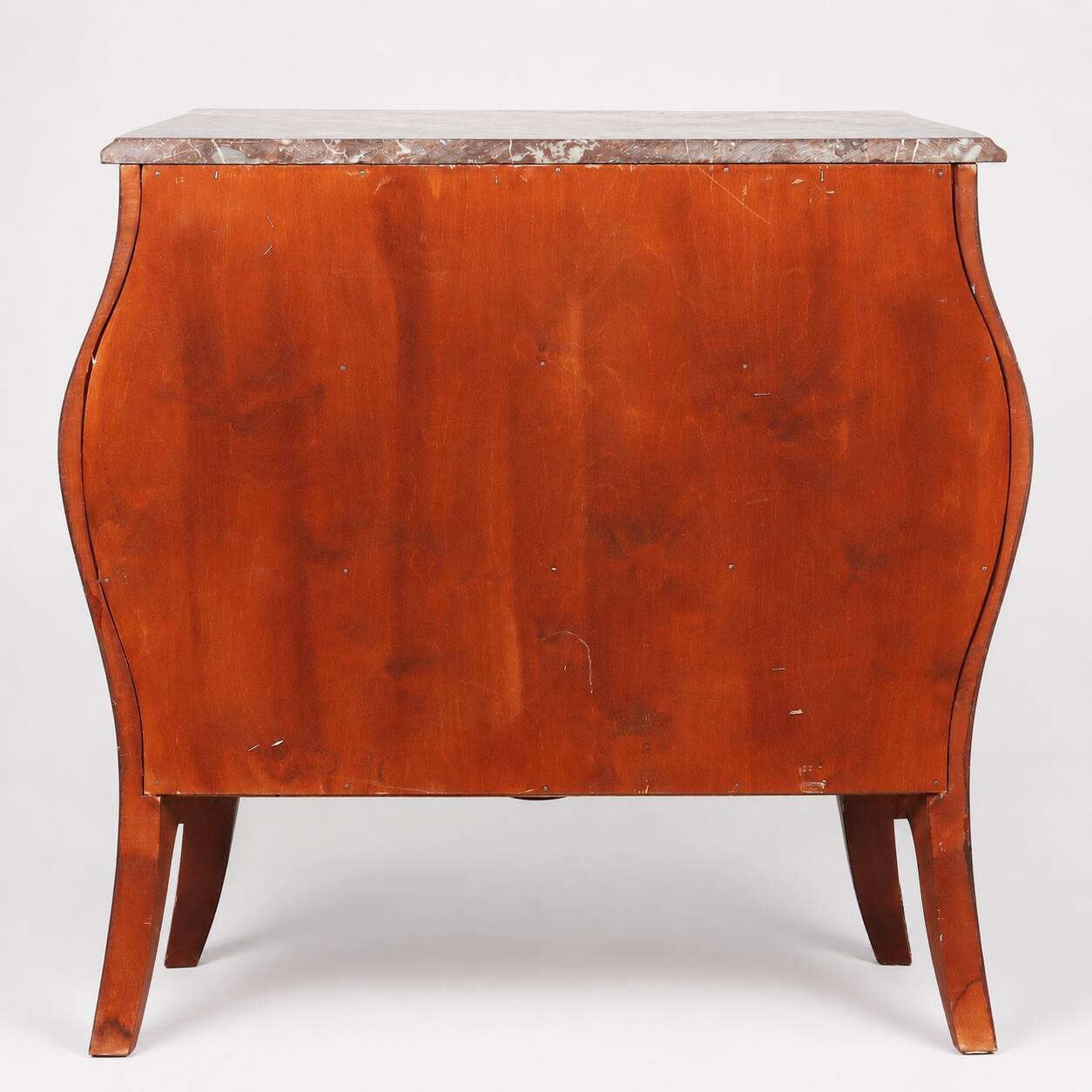 Marquetry Chest of Drawers — Mixed-Wood Veneer, Brass Mounts & Marble Top