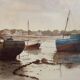 Marine print signed Noury - stranded boats - seaside spirit