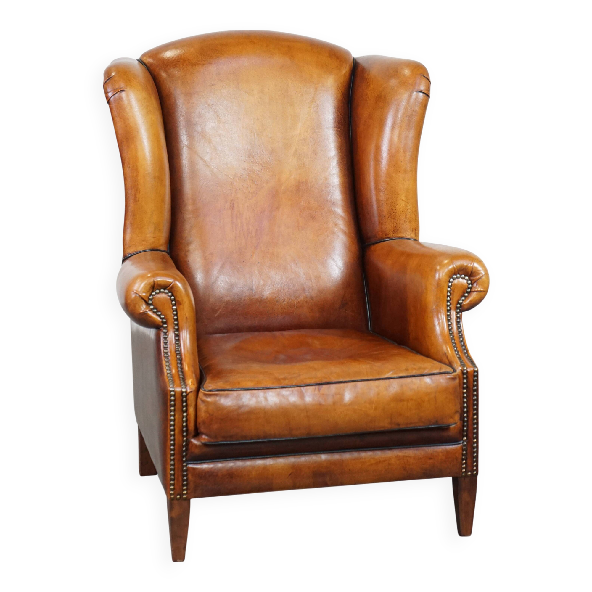Sheep leather wingback chair
