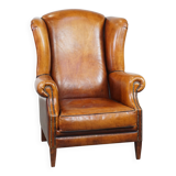 Sheep leather wingback chair