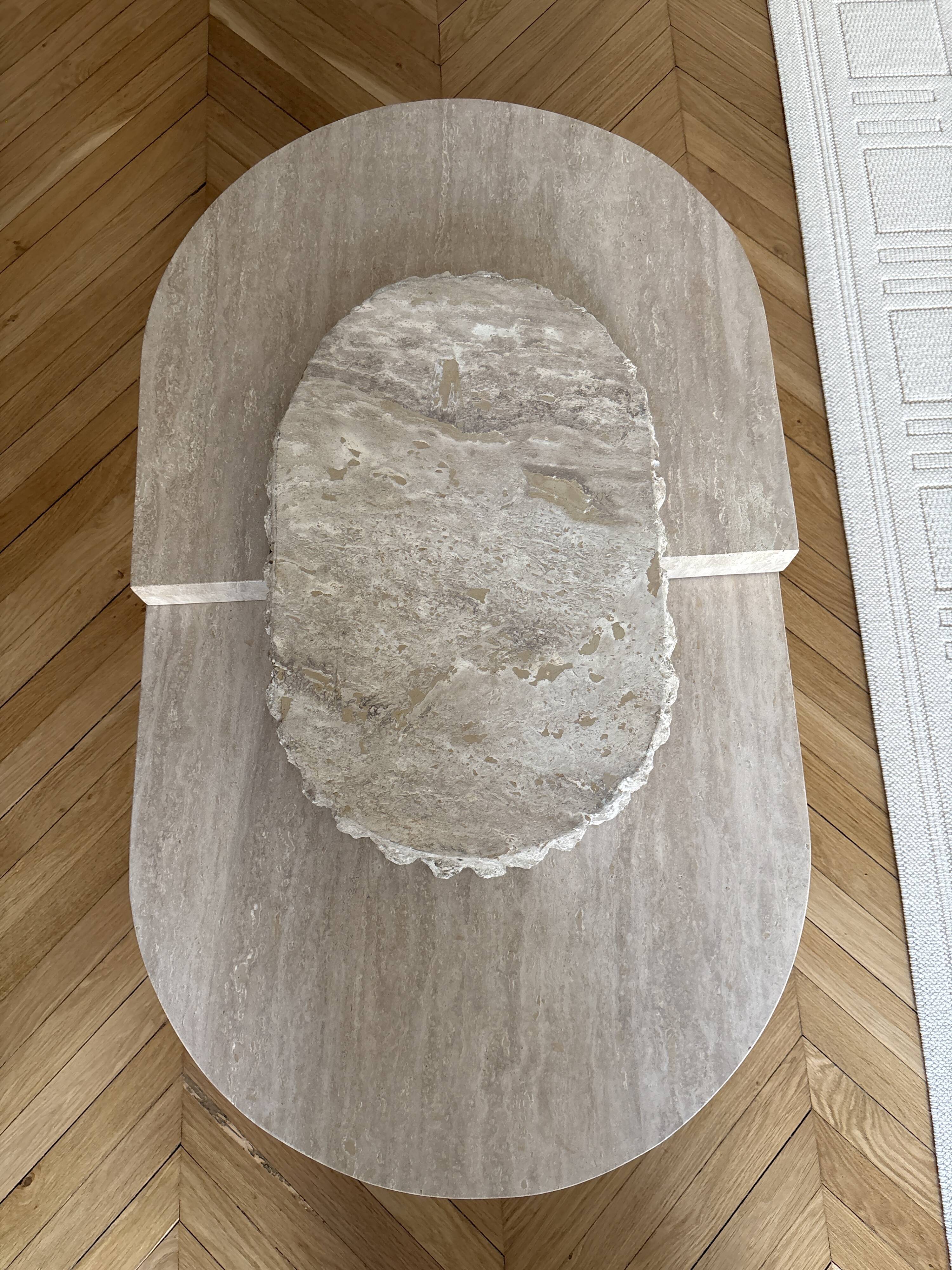 Travertine coffee table