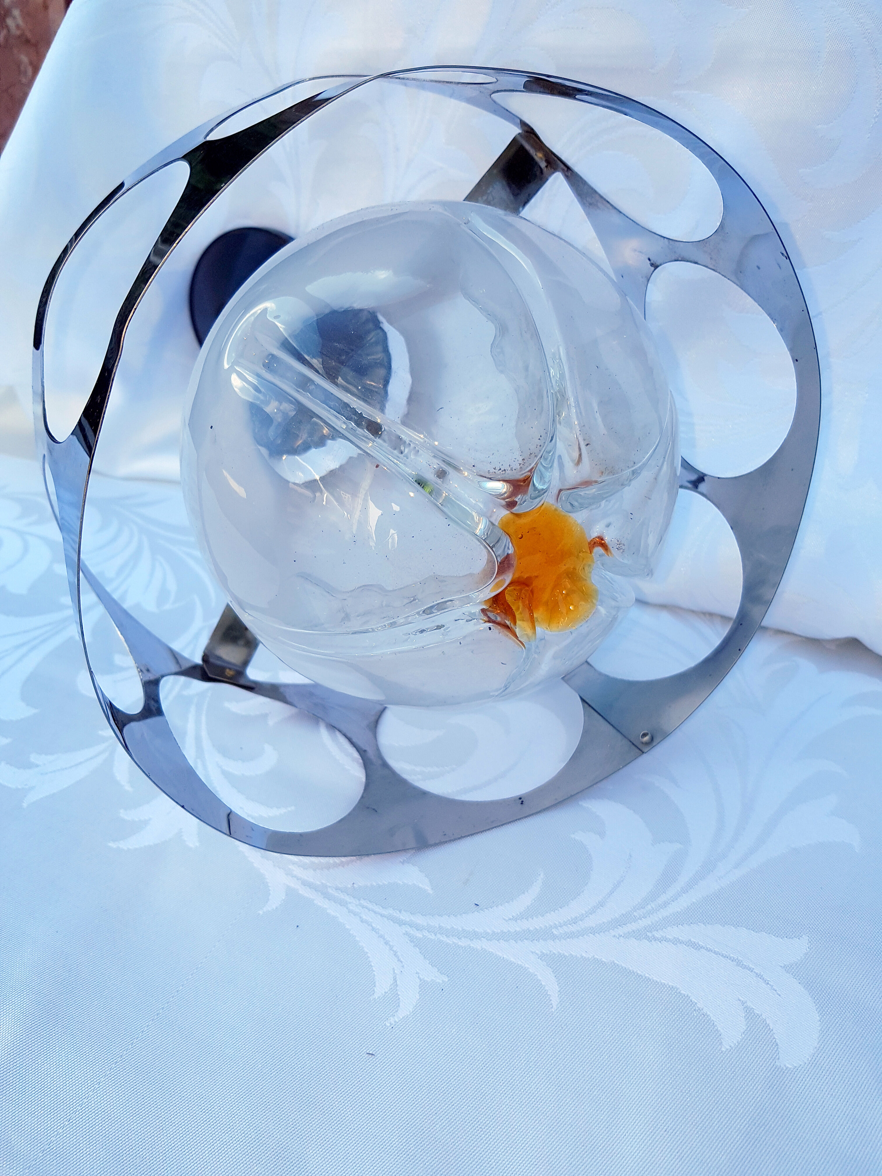 Vintage hanging lamp Murano glass and chrome metal