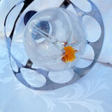 Vintage hanging lamp Murano glass and chrome metal