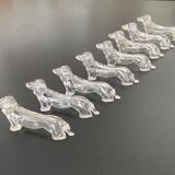 8 plastic knife holders, 70s, dachshund shape