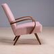 Restored bentwood armchairs by Jaroslav Šmídek, pair, Czechoslovakia, new pink upholstery, 61 × 82 × 81 cm