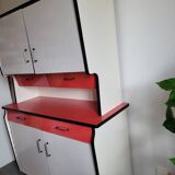 Vintage red and white formica sideboard