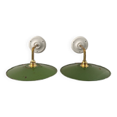 Pair of enameled sheet metal wall lights