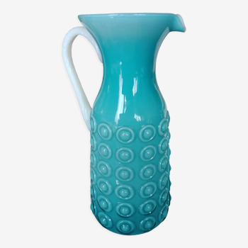 Vase italien en opaline bleu turquoise