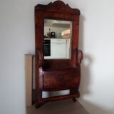 Old art deco barber mirror in teak