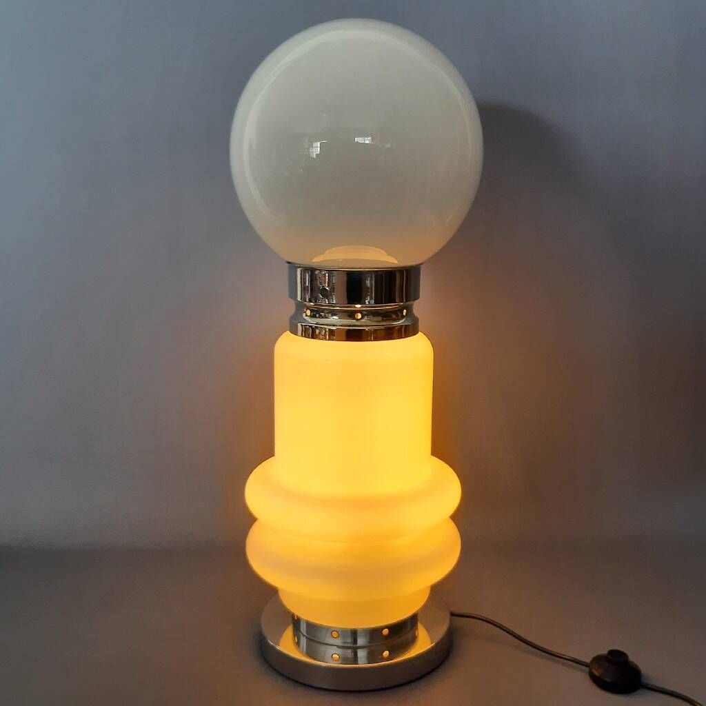 Murano glass table lamp by Nason, Birillo metal, Space Age design 1970.