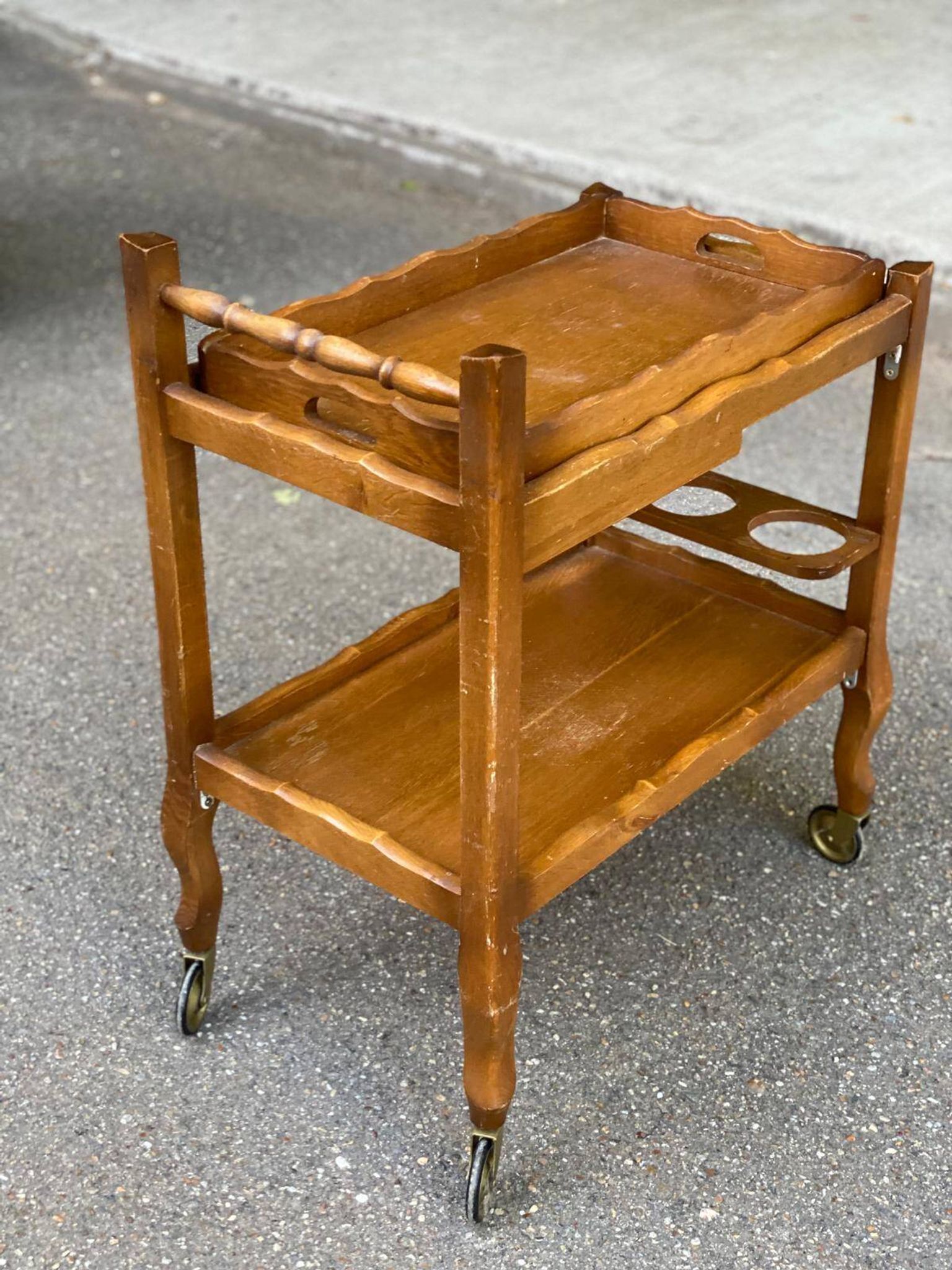 Vintage dessert bar trolley on wheels with removable tray