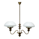 Mid-Century Brass Chandelier from Jablonec Glassworks, 1970s, Czechoslovak