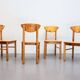 Set van 4 vintage eetkamerstoelen grenen