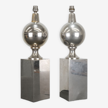 Pair of foot lamps by Philippe Barbier circa 1970