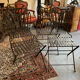 Set of 4 folding garden chairs in wrought iron and riveted, 19th century, Napoleon model.