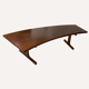 Table basse incurvée en forme de rein plaqué teck