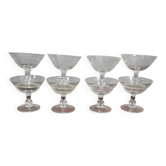 8 engraved crystal champagne glasses from the Napoleon III period