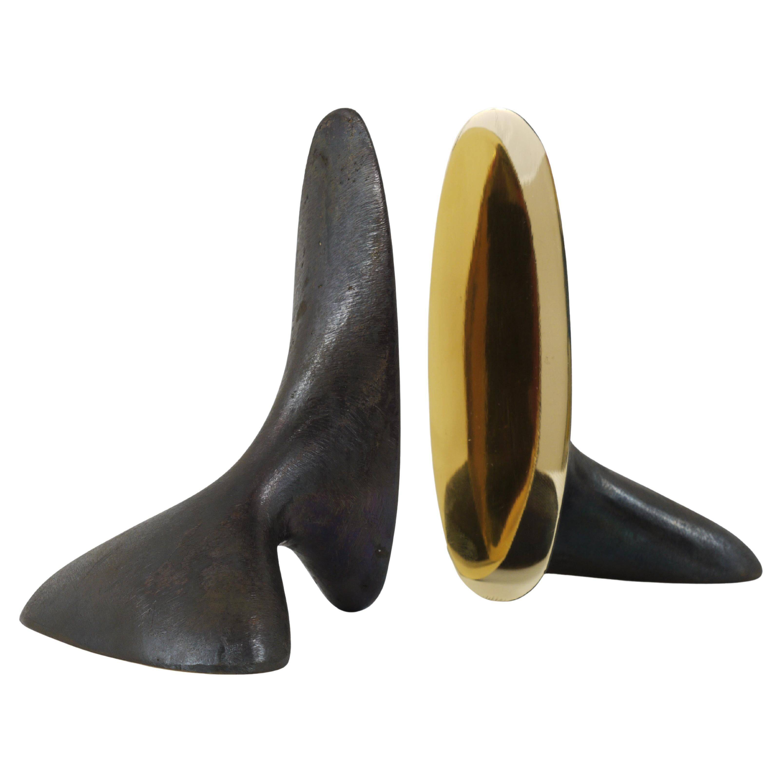 Pair of minimalist mid-century brass bookends by Carl Auböck #3653, Vienna, Austria.