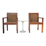 Paire de fauteuils corde des années 50