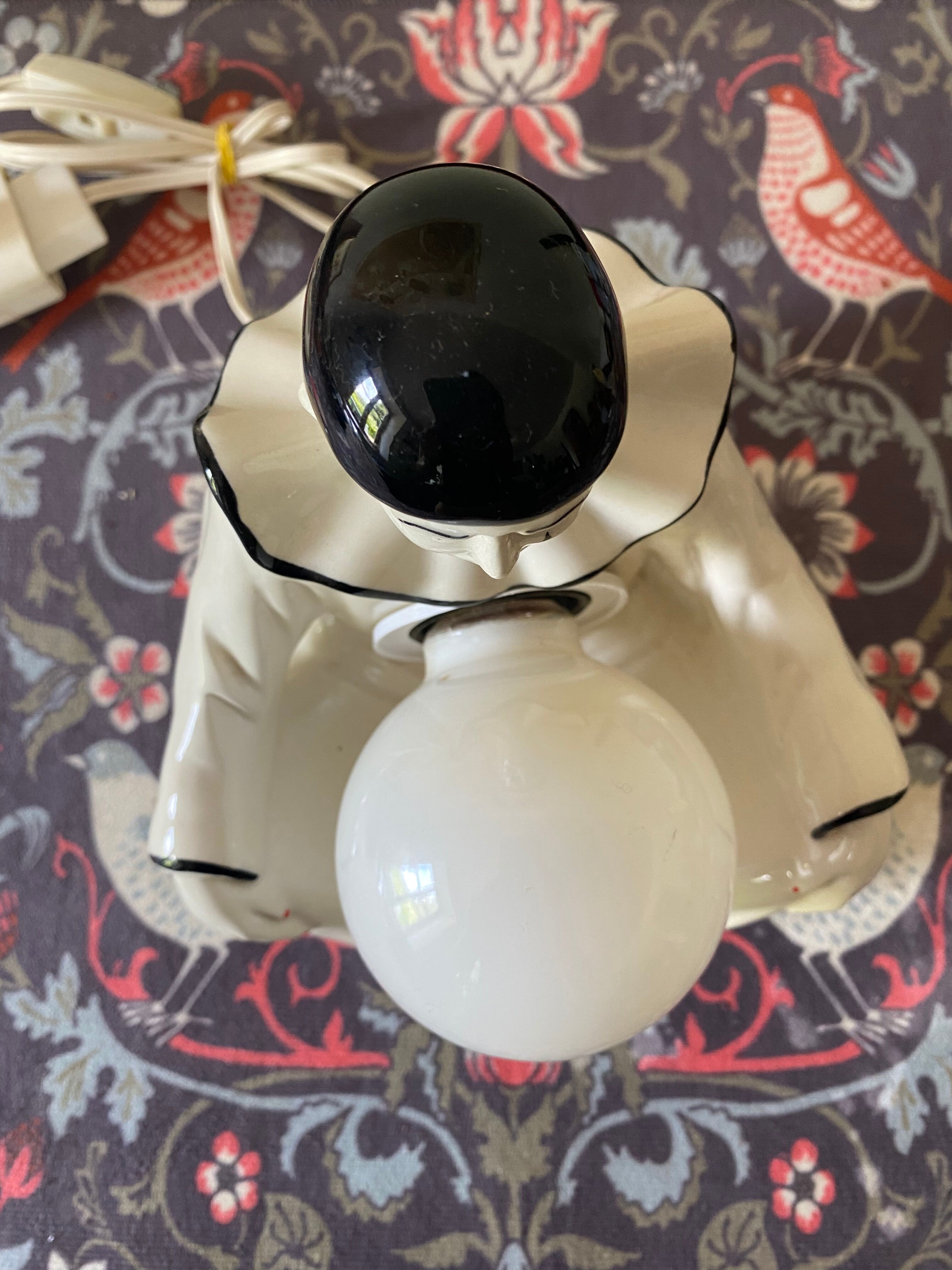 Pierrot lamp and its illuminating moon Vintage 1980