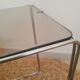 Table d'appoint bout de canapé métal chromé et verre fumé vintage