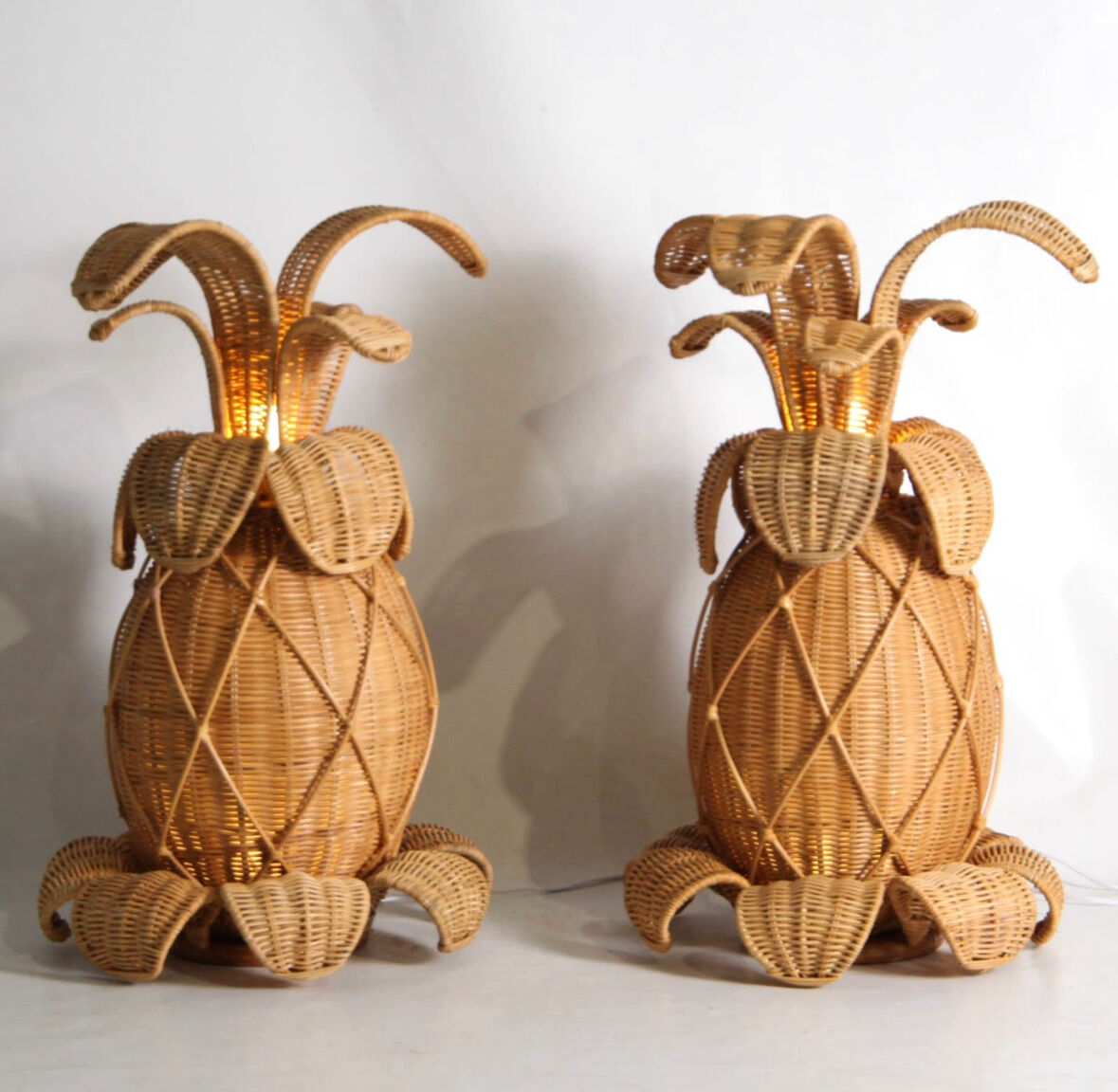 "Rattan 'pineapple' lamps"
