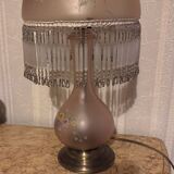 Vintage lamp from the 50s/70s in pink glass with pendants.