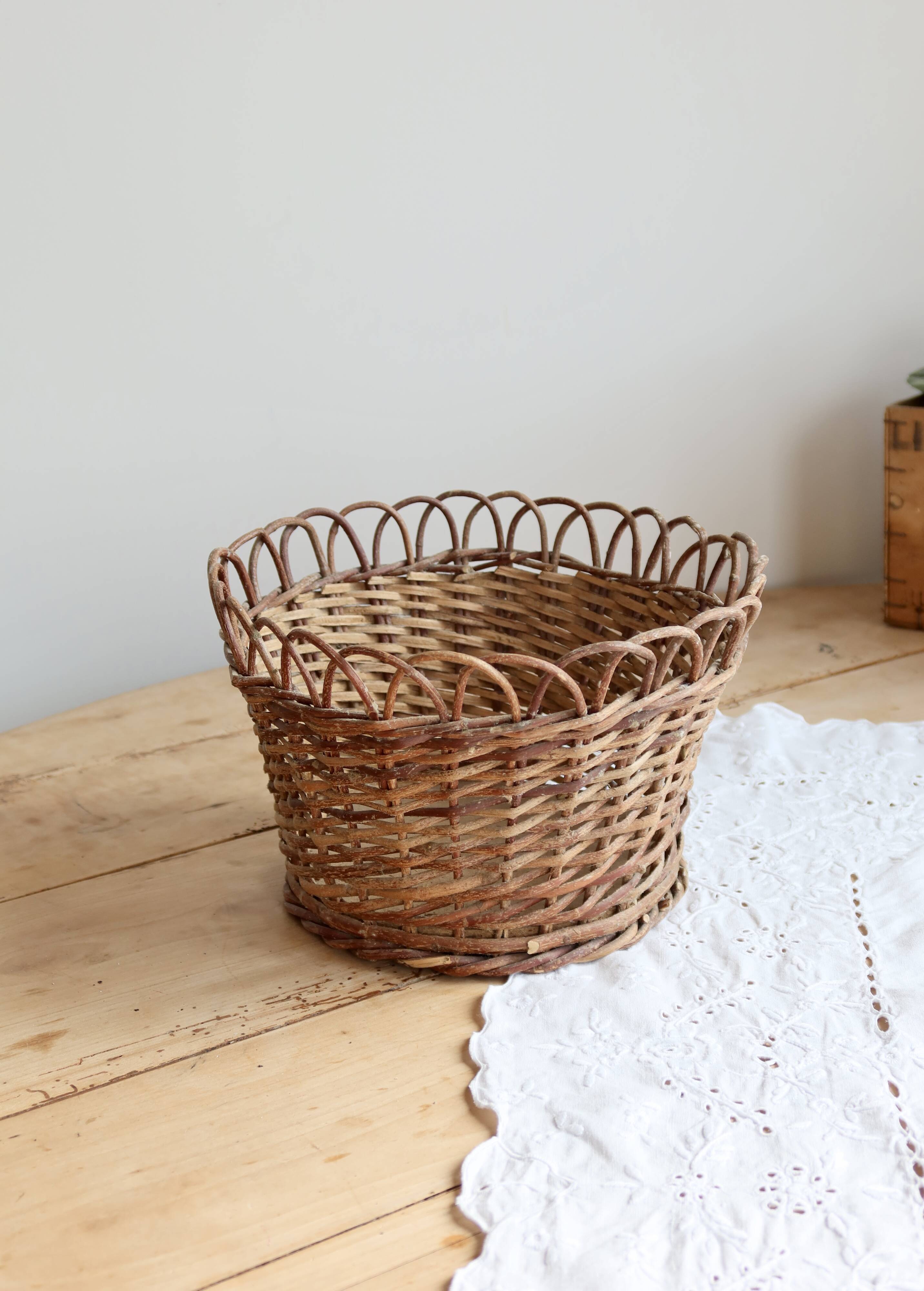 Cache-pot vintage rotin tressé – Accessoire plante d'intérieur