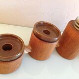 Five-headed chandelier in wood and ceramic Scandinavian style / vintage 60s-70s