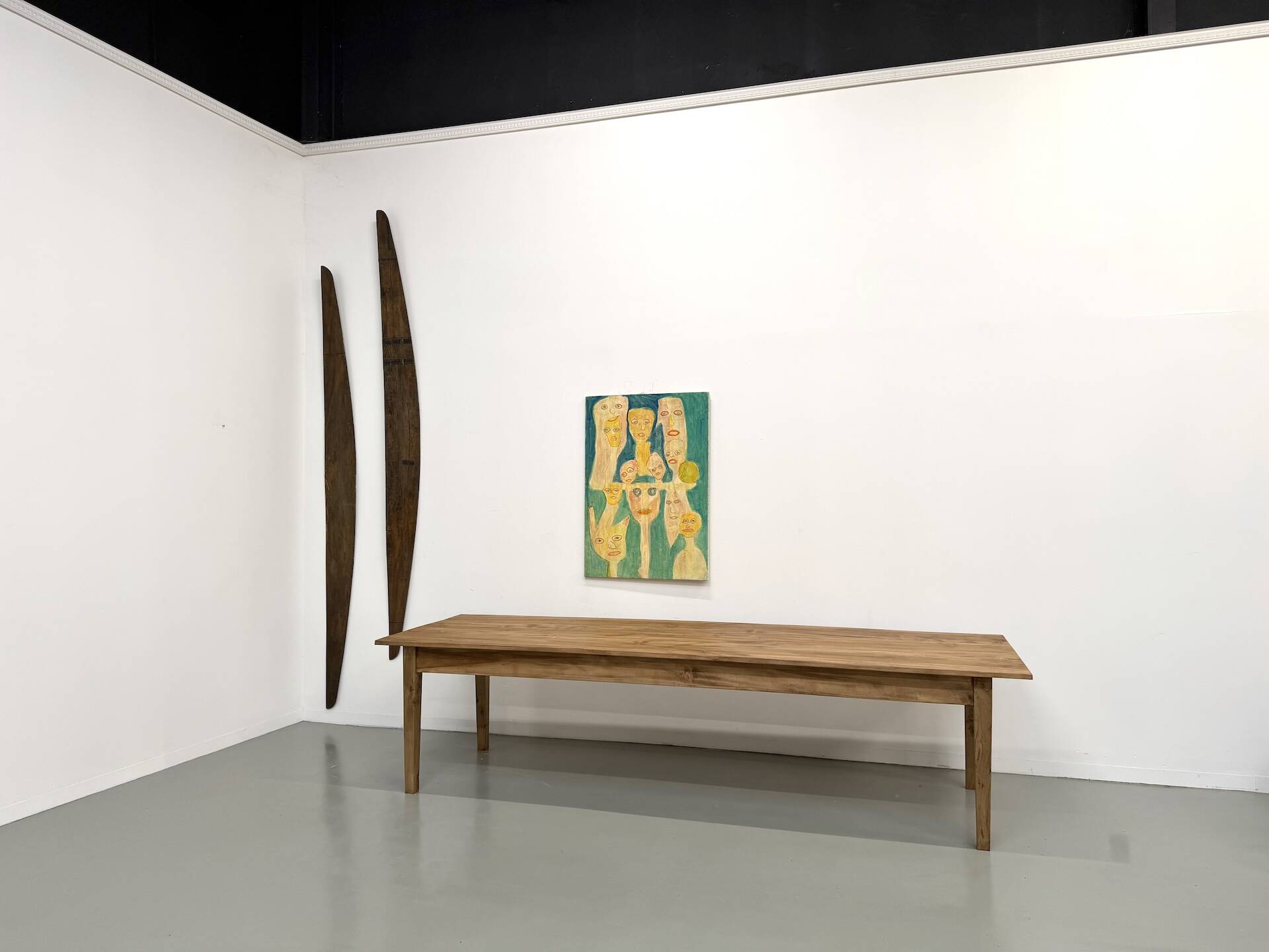 XXL solid walnut table with tapered legs