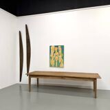 XXL solid walnut table with tapered legs