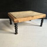 Antique Napoleon III footstool in turned blackened wood – 19th century