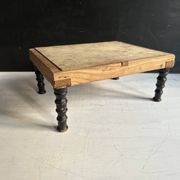Antique Napoleon III footstool in turned blackened wood – 19th century