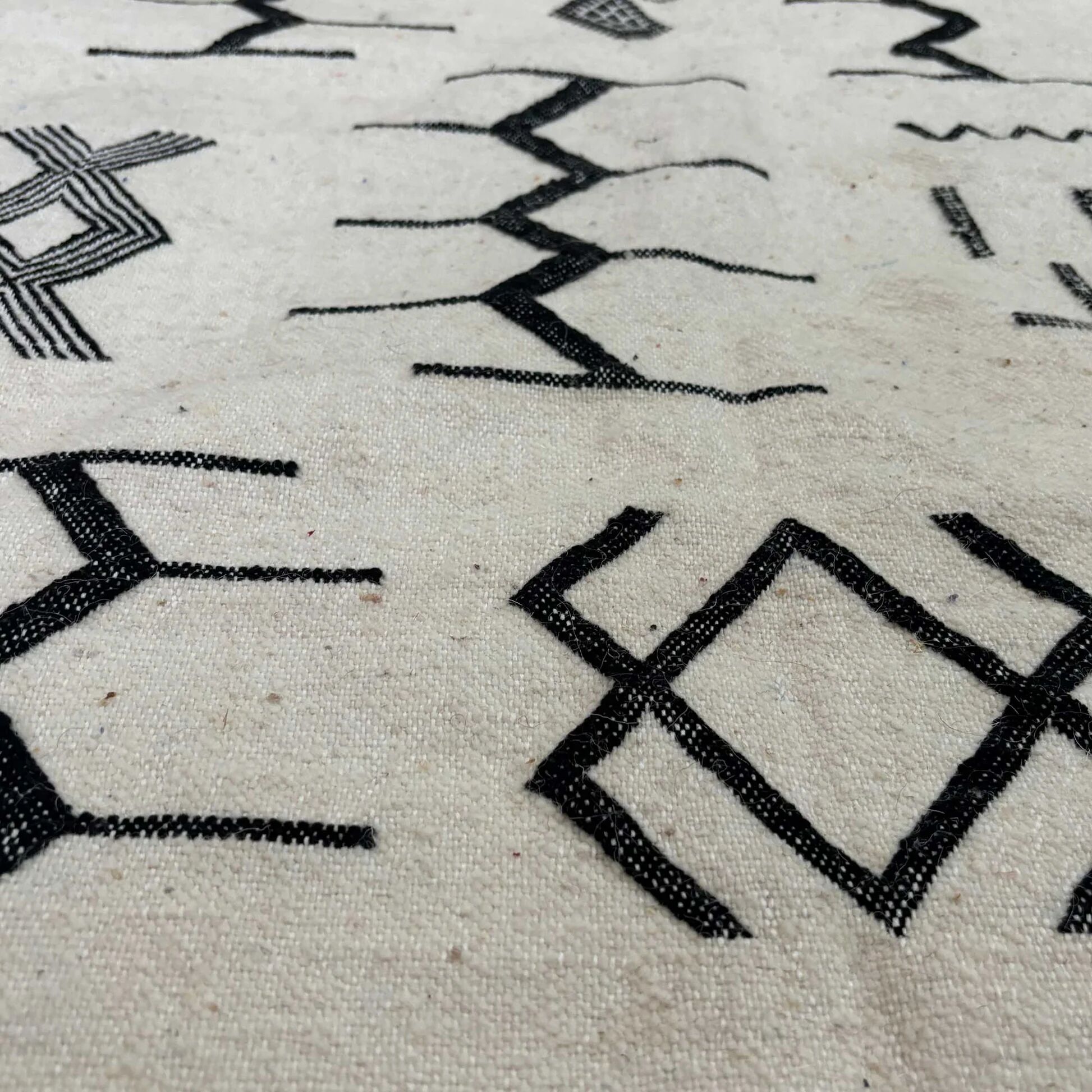 Berber kilim rug • Modern black and white