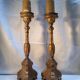 Pair of ancient carved gilded wood candlesticks - 18th century
