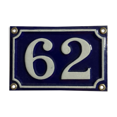 Enamelled plaque street number 62