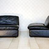 Paire chauffeuses cuir Ligne Roset 1980